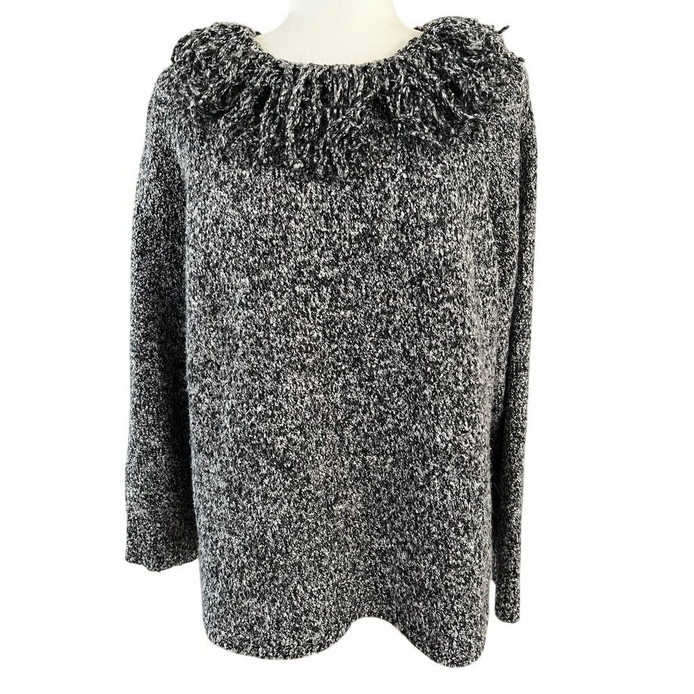 EUC Norton McNaughton Woman 2X Black & White Textured Sweater Acrylic/Polyester